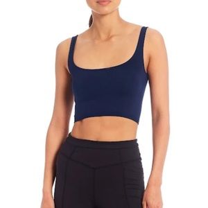 Free People Scoop Neck Crop Seamless Sleeveless Stretch Tank Top Navy XS/S
